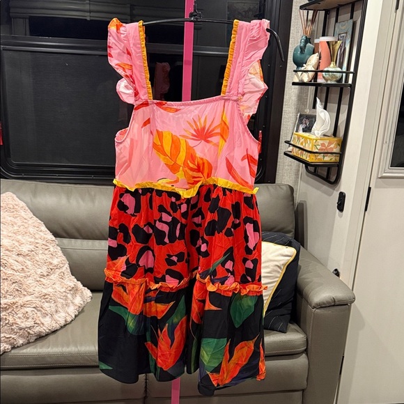 SHEIN Dresses & Skirts - SHEIN Colorful Ruffled Dress with Floral and Animal Print size XL